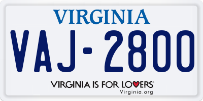 VA license plate VAJ2800