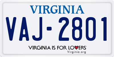 VA license plate VAJ2801