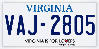 VA license plate VAJ2805