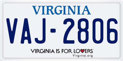 VA license plate VAJ2806