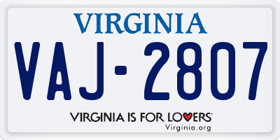VA license plate VAJ2807