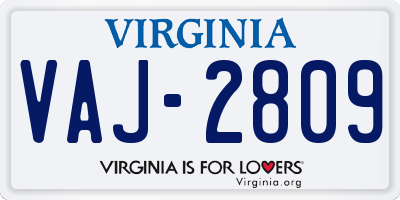 VA license plate VAJ2809