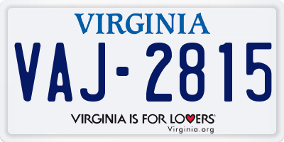 VA license plate VAJ2815