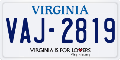 VA license plate VAJ2819