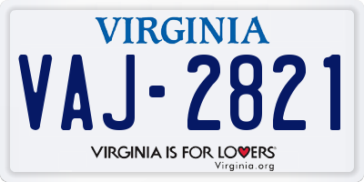 VA license plate VAJ2821