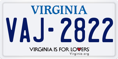 VA license plate VAJ2822