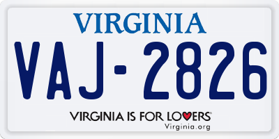 VA license plate VAJ2826