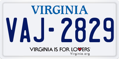 VA license plate VAJ2829