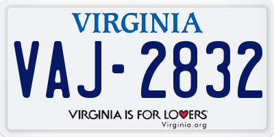 VA license plate VAJ2832