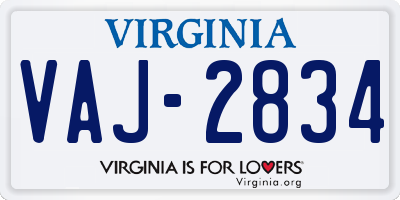 VA license plate VAJ2834