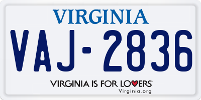 VA license plate VAJ2836