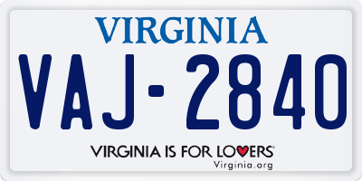 VA license plate VAJ2840