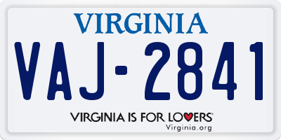 VA license plate VAJ2841
