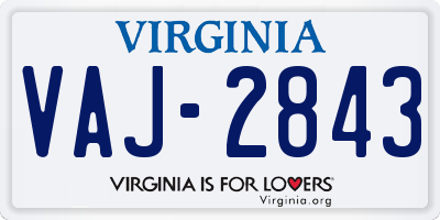 VA license plate VAJ2843