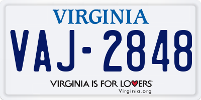 VA license plate VAJ2848