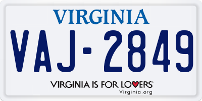 VA license plate VAJ2849