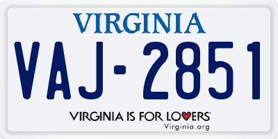 VA license plate VAJ2851