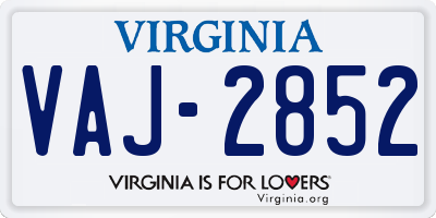 VA license plate VAJ2852