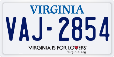 VA license plate VAJ2854