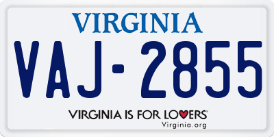 VA license plate VAJ2855