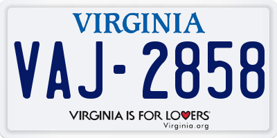 VA license plate VAJ2858