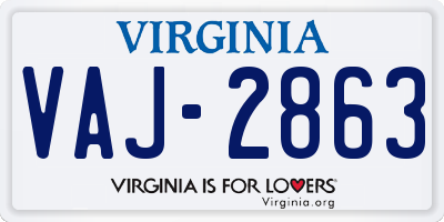 VA license plate VAJ2863