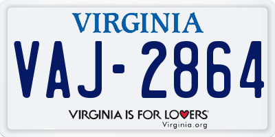 VA license plate VAJ2864