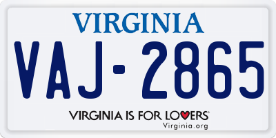 VA license plate VAJ2865