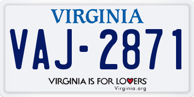 VA license plate VAJ2871