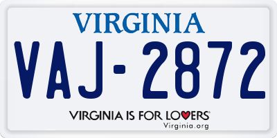 VA license plate VAJ2872