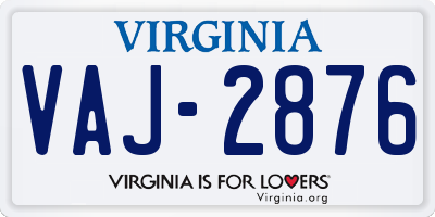 VA license plate VAJ2876