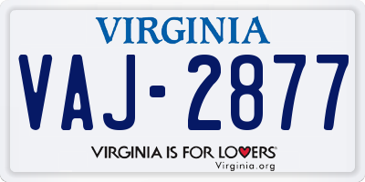 VA license plate VAJ2877