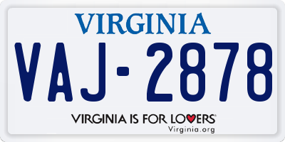 VA license plate VAJ2878