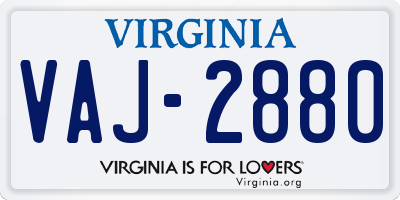 VA license plate VAJ2880