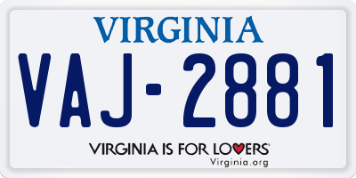 VA license plate VAJ2881