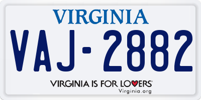 VA license plate VAJ2882