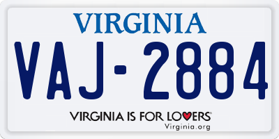 VA license plate VAJ2884