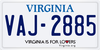 VA license plate VAJ2885