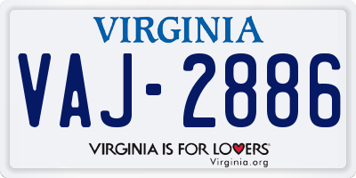 VA license plate VAJ2886