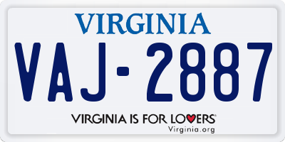 VA license plate VAJ2887