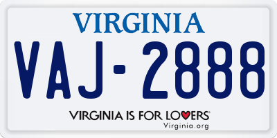 VA license plate VAJ2888