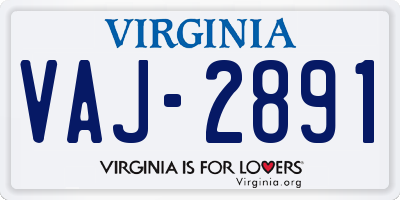 VA license plate VAJ2891