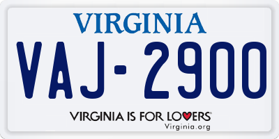 VA license plate VAJ2900