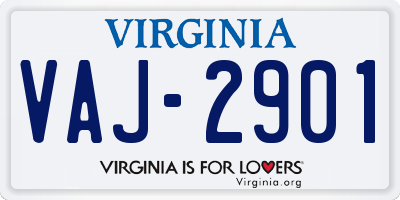 VA license plate VAJ2901