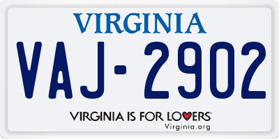 VA license plate VAJ2902