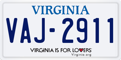 VA license plate VAJ2911