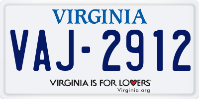 VA license plate VAJ2912