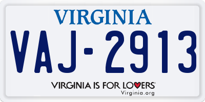 VA license plate VAJ2913