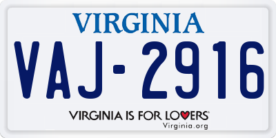 VA license plate VAJ2916