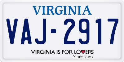 VA license plate VAJ2917